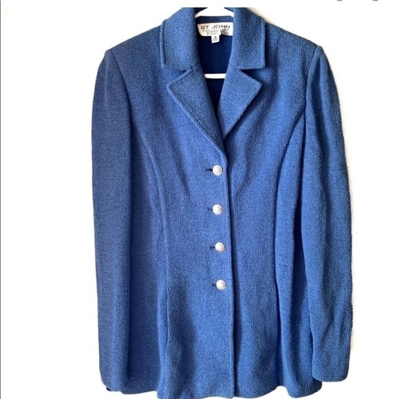 St John Collection Santana Knit Periwinkle Blue Blazer - Picture 1 of 7